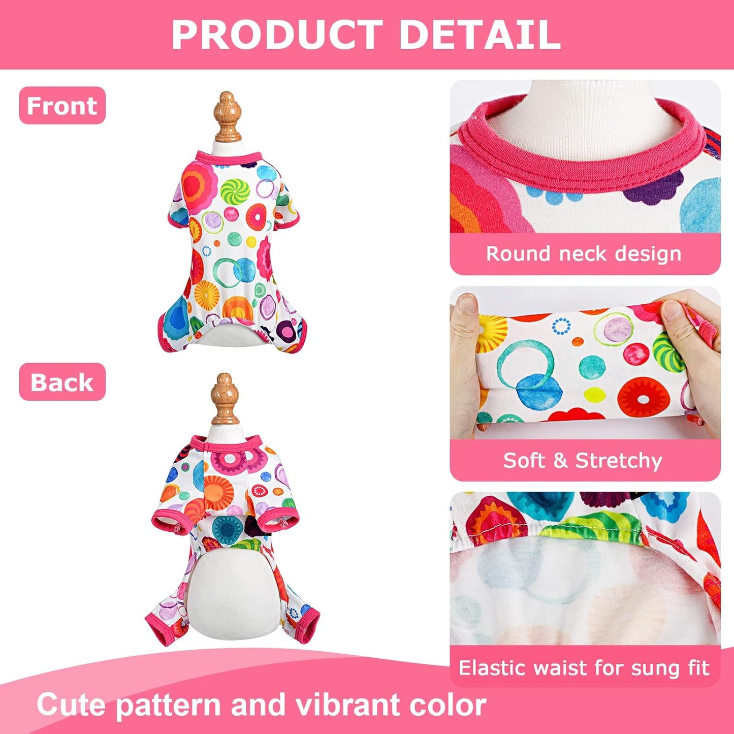 Dog Pajamas Pjs Summer Dog Clothes for Small Dogs Girl - Boy - Medium Size Dogs, Soft Stretchy Puppy Clothes Fall XS Doggie Onesies Cat Pet Jammies Outfit (Floral Pink, X-Small)