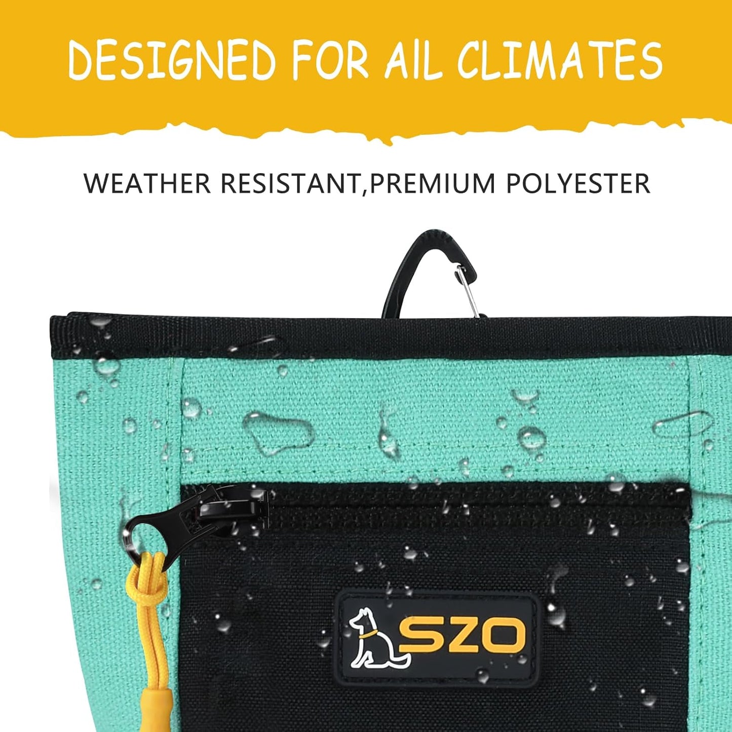 SZO Dog Treat Pouch with Pet Training Clicker, Dog Training Treat Pouch with Waist Belt Clip, Magnetic Closure, Hands-Free Training - Black&Green