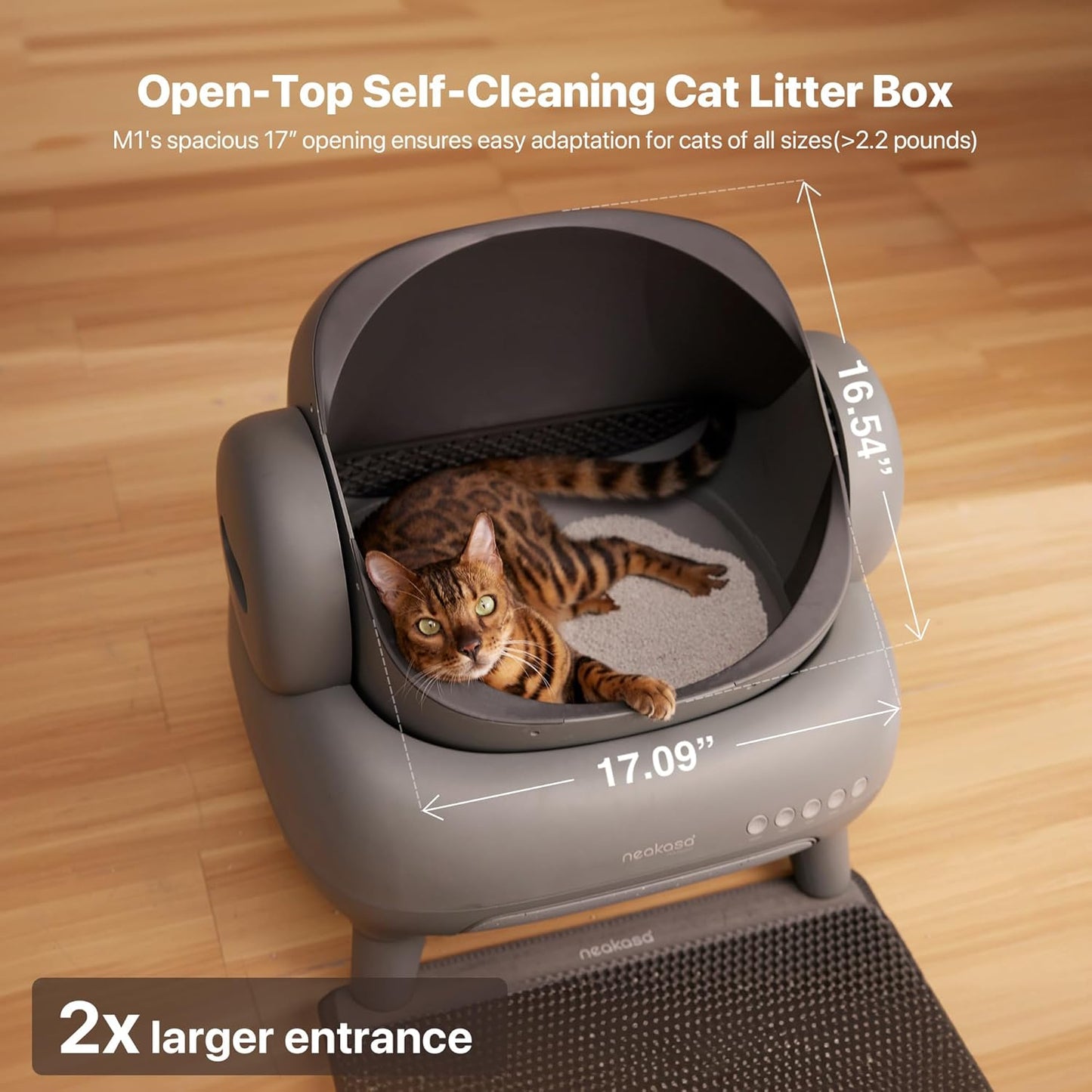 Neakasa M1 Open-Top Self Cleaning Cat Litter Box, Automatic Cat Litter Box with APP Control, Odor-Free Waste Disposal Includes Trash Bags