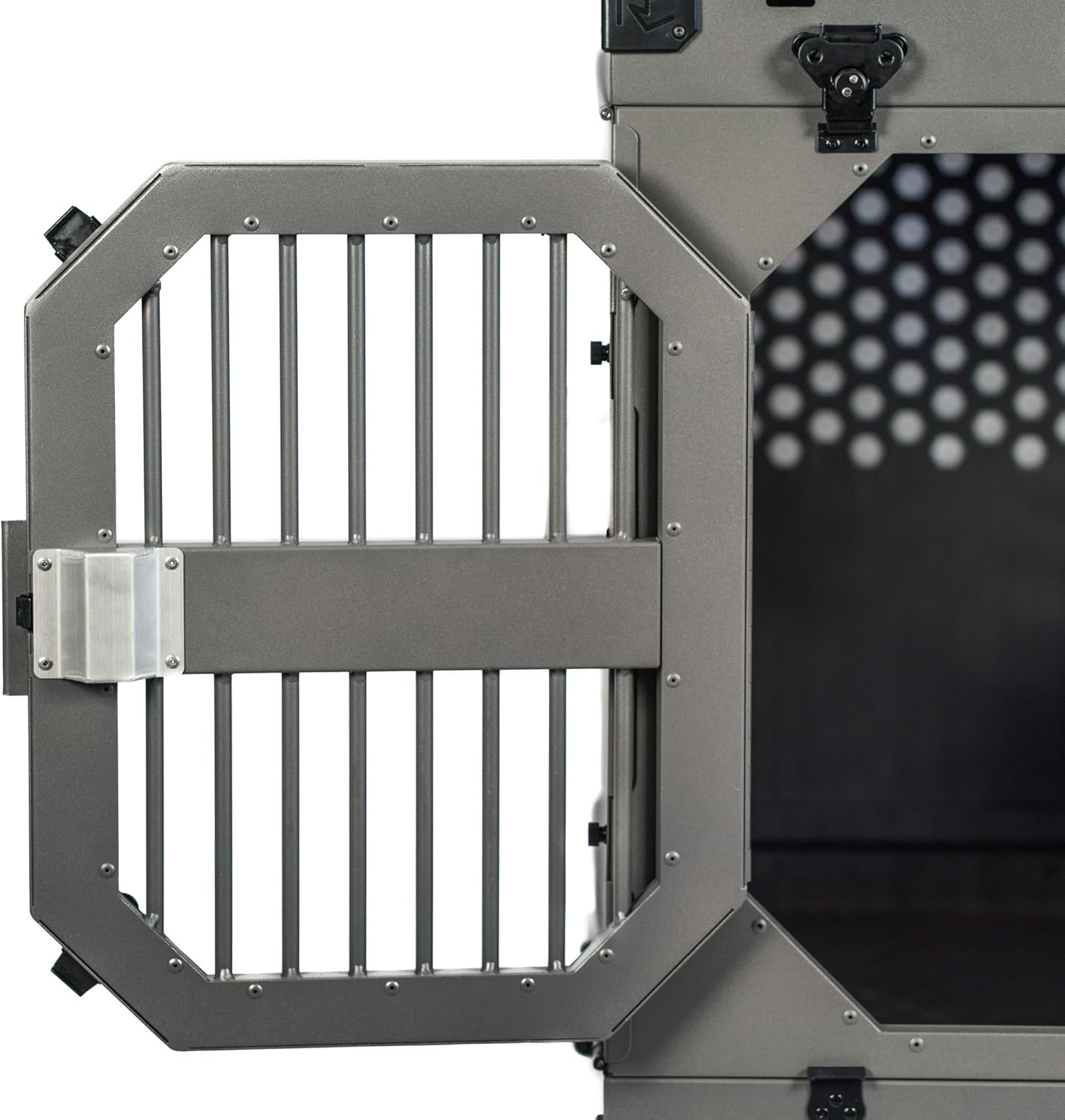 ROCK CREEK CRATES Collapsible Dog Crate: Meticulously Engineered, Durable Aluminum Construction, Non Slip Feet | 10 Year Warranty | Ideal for Indoor & Vehicle Use (Gray, 30 Inch)