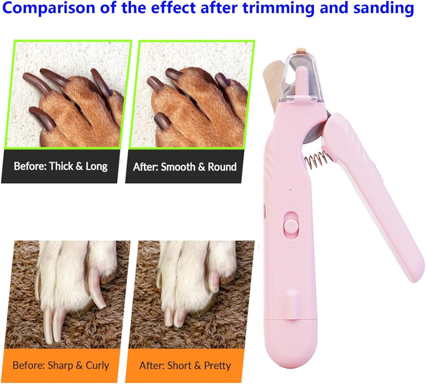 2 In 1 Pet Nail Clipper and Grinder, Professional Electric Rechargeable Pet Nail Fast Trimmer, Painless, Claw Care Grooming, Smoothing, Silent - Shockproof, For Small, Large Dogs &amp; Cats, upgraded
