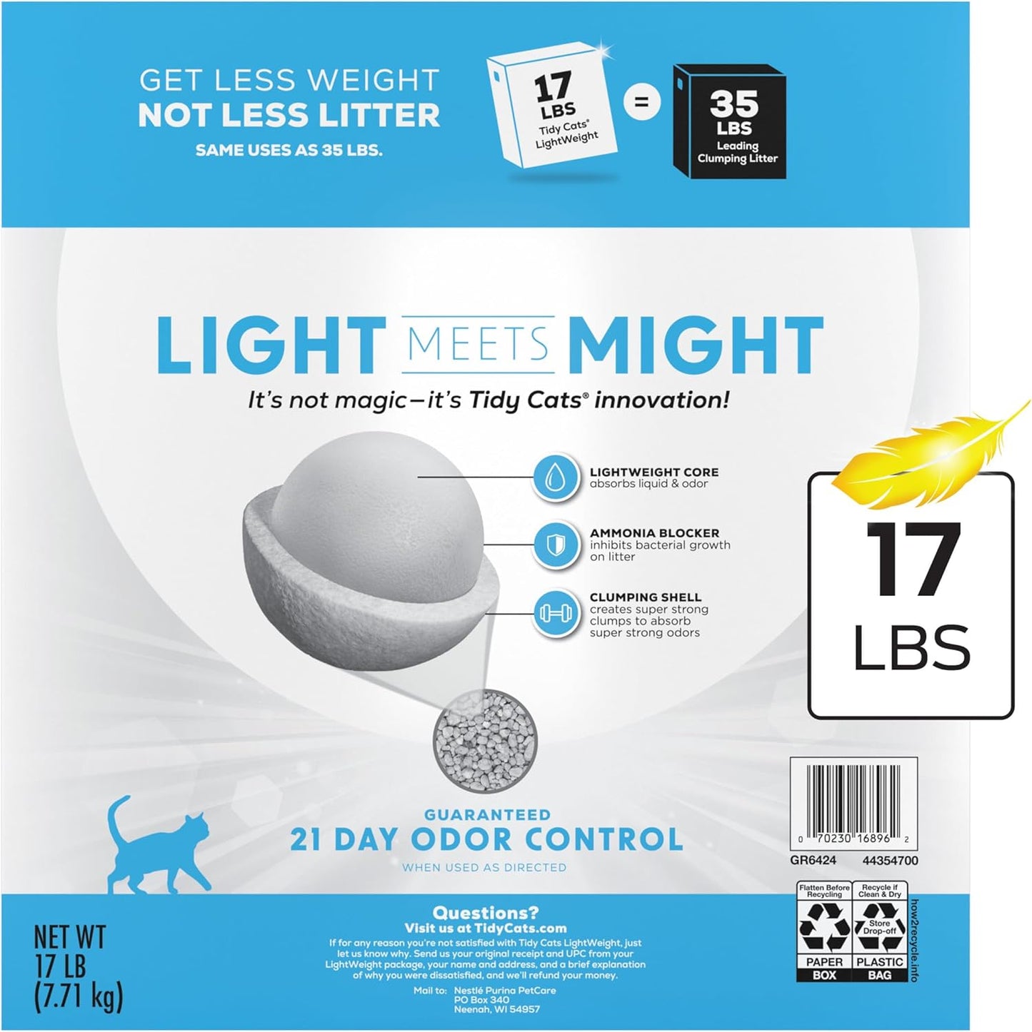 Purina Tidy Cats LightWeight With Glade Clear Springs Multi-Cat, Clumping, Low Dust, Scented Cat litter - 17 lb. Box