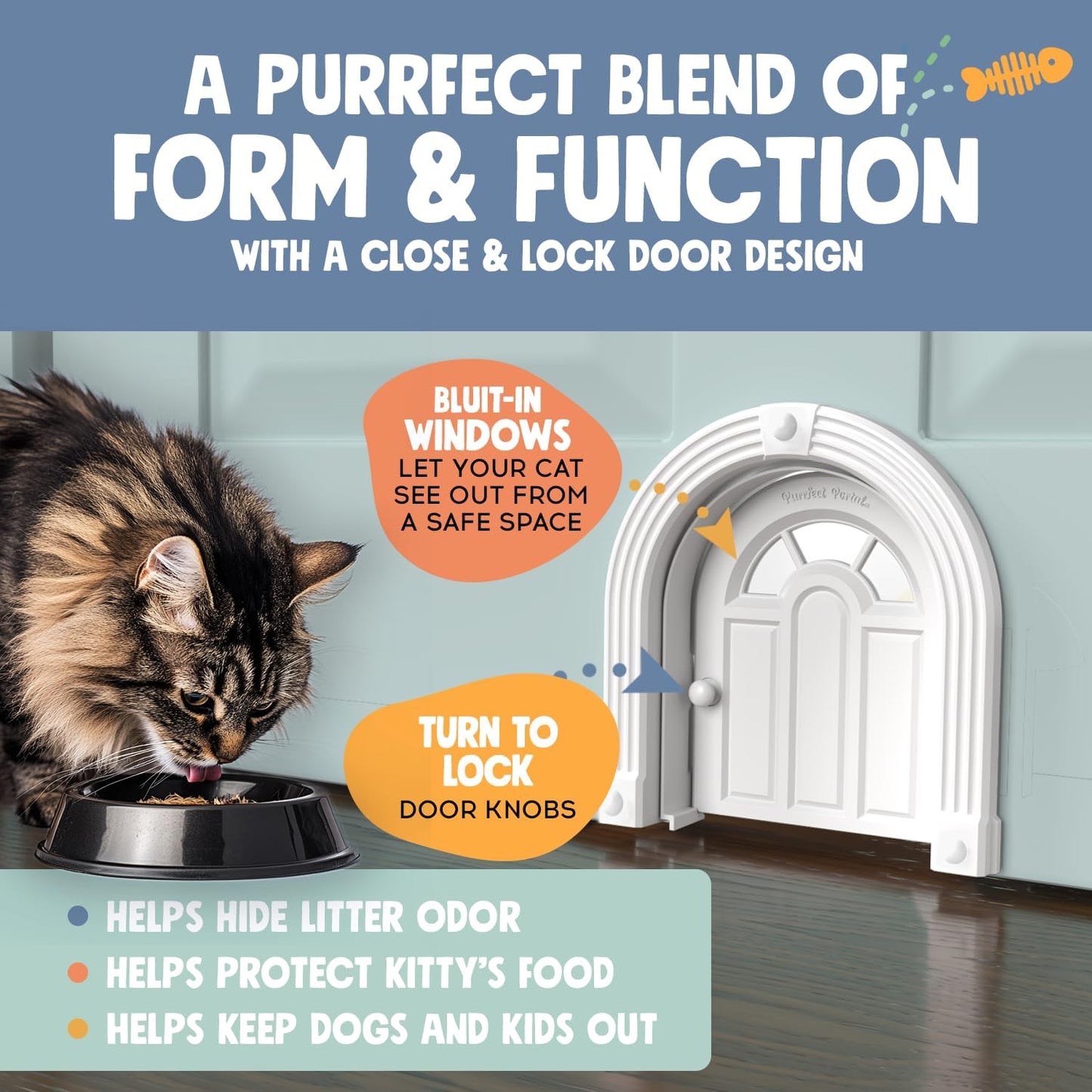 Meow Manor® Cat Door Interior Door - No-Flap, Interior Cat Door for Cats Up to 20 lbs, Easy DIY Setup, Secured Installation in Minutes, No Training Needed…