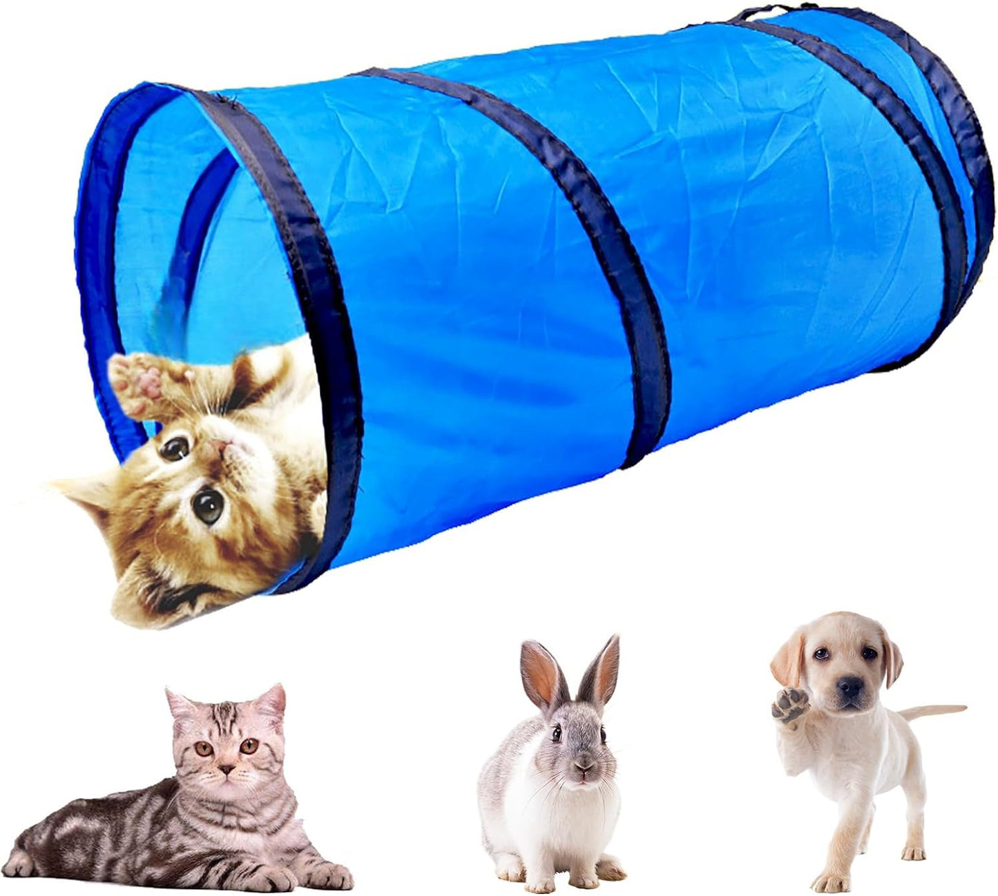 iCAGY Foldable Spiral Cat Tunnel - Indoor Toy for Small Cats, Kittens, and Rabbits - Tube for Interactive Play and Outdoor Fun - Pet Activity Toy 20" Family Pack 8 Pcs