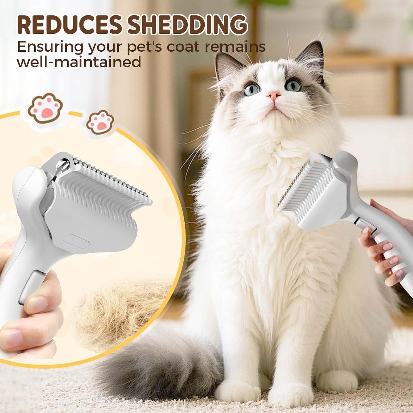 Pet Grooming Brush, 2025 New Self Cleaning Metal Comb, Detangling and Dematting Long, Matted Fur on Cats and Dogs, Easy to Remove Loose Undercoat, One Click Removal (Yellow)