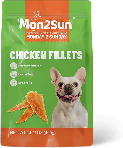 MON2SUN Chicken Jerky Dog Treats Made with Chicken Breast, High Protein & Grain Free, Training Treats for Small to Large Dogs (14.11 Ounce -Pack of 1)