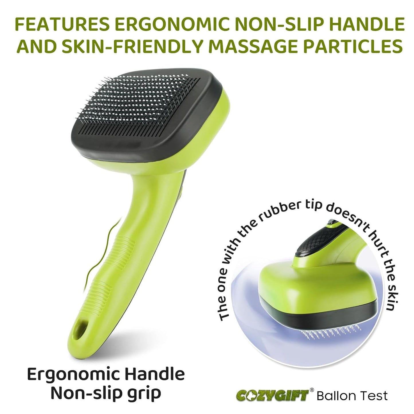 Dog Brush Kit – 3 PCS Grooming Set with Self-Cleaning Brush, Undercoat Rake & Pet Bath Brush. Great for Shedding, Tangles & Dirt Removal – Ideal for Long & Short Haired Dogs & Cats, Green