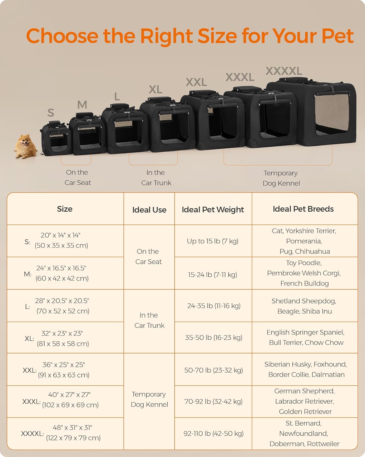 Feandrea 48 Inches Collapsible Soft Dog Crate, Portable Travel Dog Crate for Indoor and Outdoor Use, Dog Carrier Kennel with Safety Zippers, for Living Room, Car, Travelling, Camping, Black UPDC12H