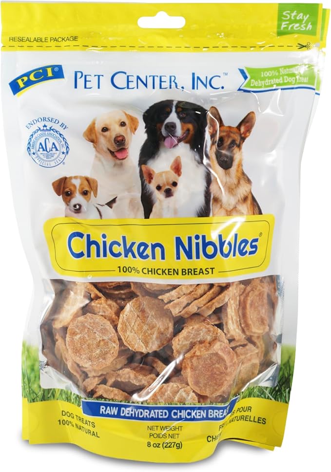 PCI Pet Center Inc. - Chicken Nibbles Dog Treat – 100% Real Raw Dehydrated Chicken Breast Bites for Small, Medium & Large Dogs - 1 lb