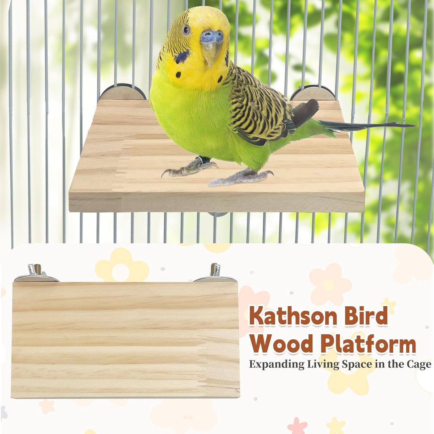 kathson Bird Wood Platform Parrot Perch Stand Parakeet Playground Cage Corner Shelf for Conures Budgies Parakeets Cockatiels Lovebirds 3Pcs