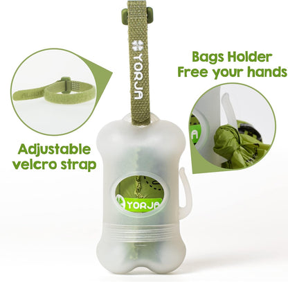 YORJA Dog Poop Bags Rolls with Dispenser & Holder, 510 Pet Waste Bags, 100% Leak Proof Extra Thick and Strong Corn Starch Blend