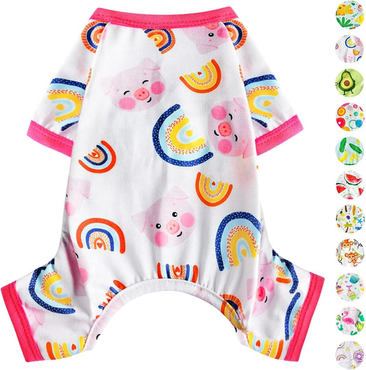 Dog Pajamas Pjs Summer Fall Dog Clothes for Small Dogs Girl - Boy - Medium Size Dogs, Soft Stretchy Puppy Clothes Doggie Onesies Cat Pet Jammies Outfit (Pig Pink, X-Small)