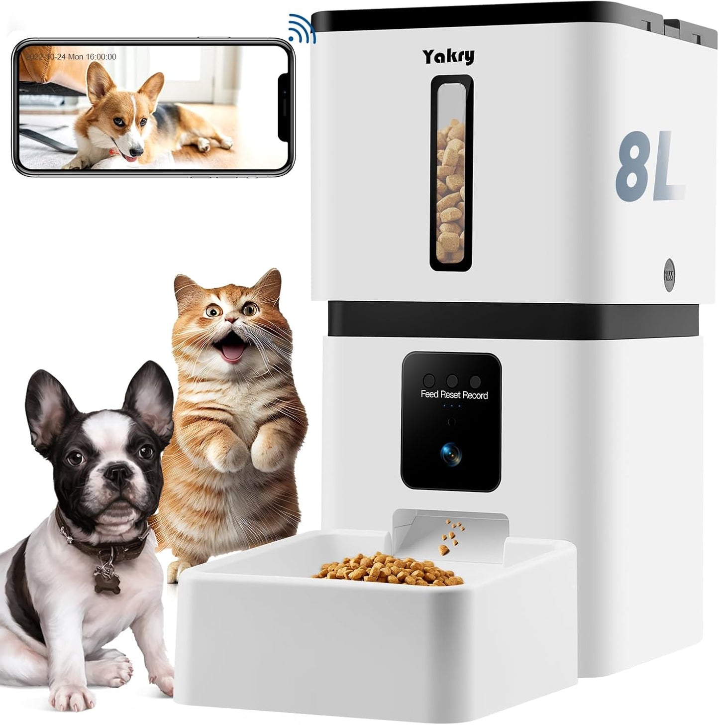 Automatic Dog Feeder with Camera WiFi: 33 Cups 5G App Control Easy Setup Cat Food Dispenser - HD 1080P Video Recording Timed Pet Feeder for Cat Dog Small-Pet