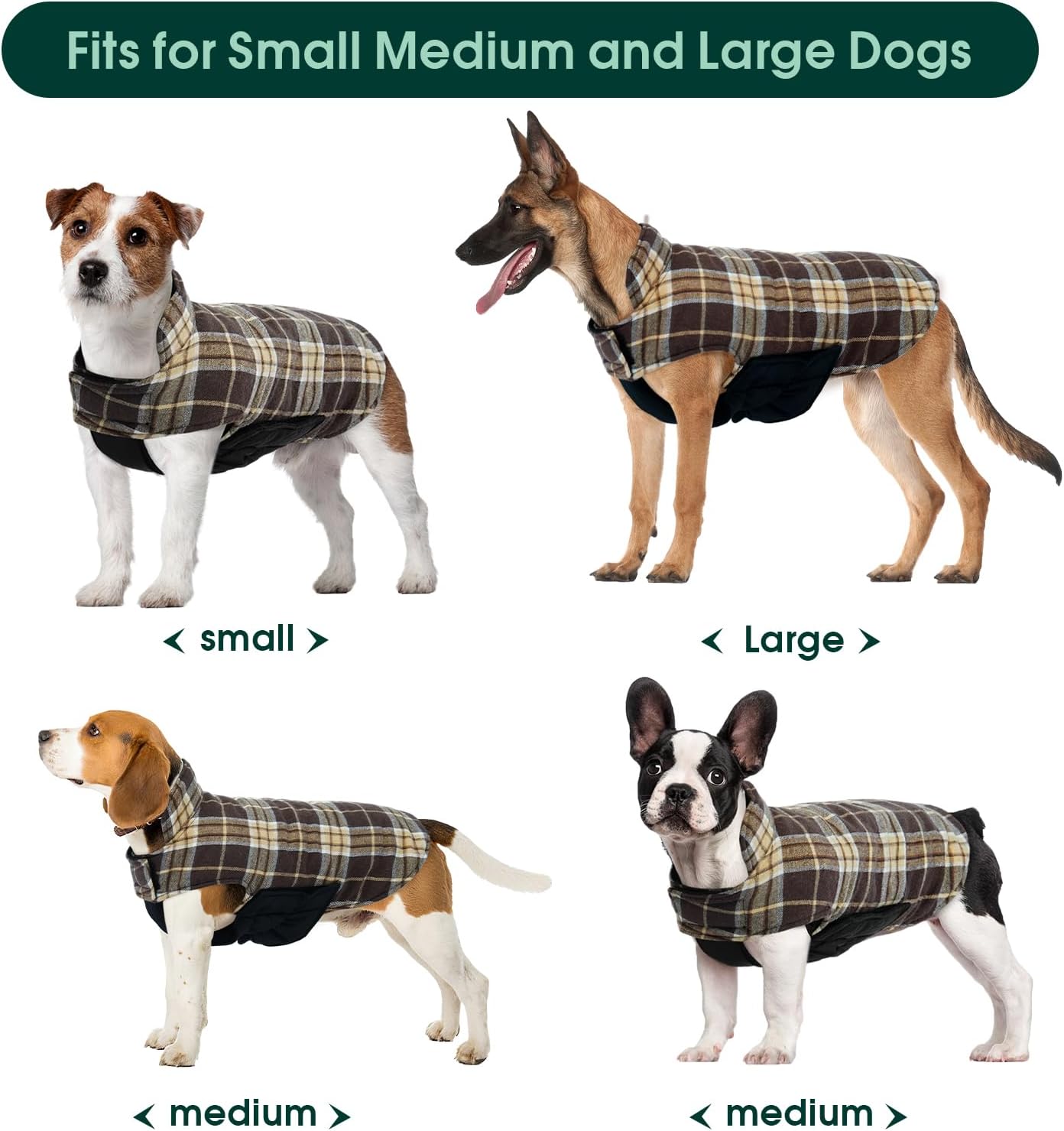 Kuoser Warm Dog Coat, Waterproof Dog Jacket for Extra Large Dogs, Adjustable Durable XL Doggie Winter Coat Reversible Cozy Puppy Cold Weather Apparel from Small to Large Breed, New Brown XL