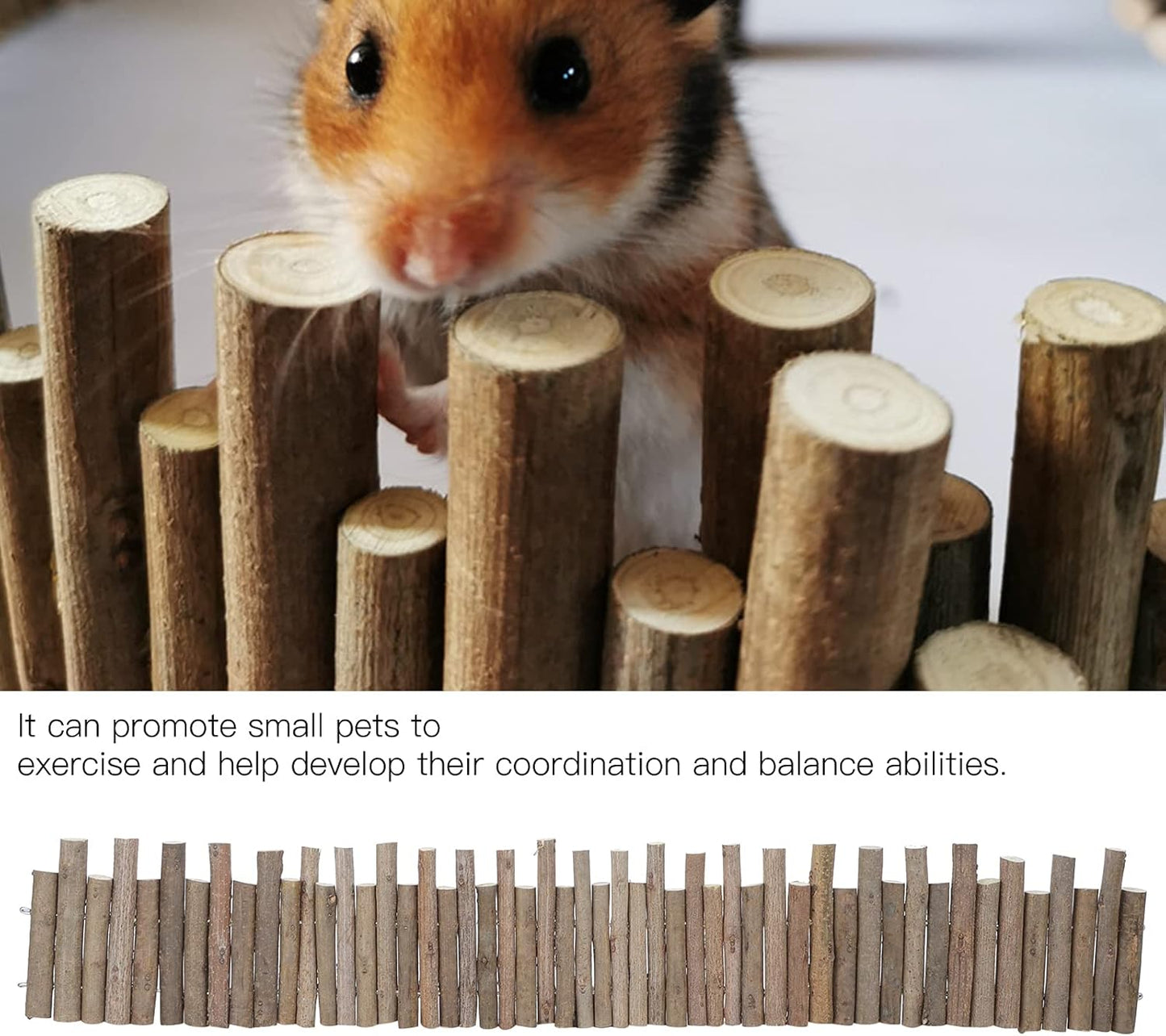 Flexible Hamster Wooden Bridge, 11.8In Hamster Fence, Wooden Sticks for Hamster Cage Decor And Platforms, Syrian Hamster Cage Accessories Wood