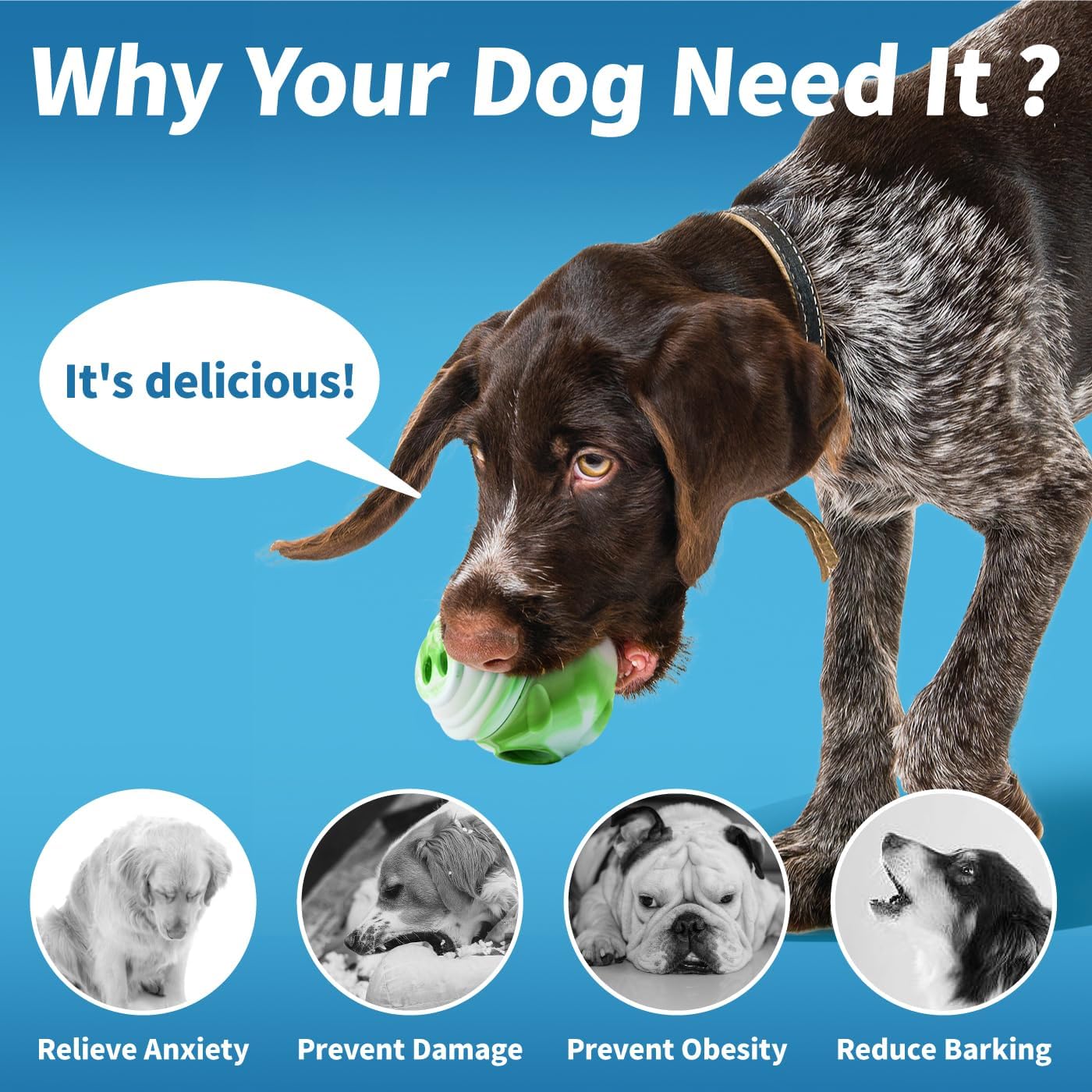 Dog Toy, Frozen Treat Toys, Treat Dispensing Chew Toy for Small Medium Large Dogs, Long-Lasting Interactive to Keep Pup Distracted & Reduces Anxiety, Freezable Fillable Dog Puzzle Toys - Green