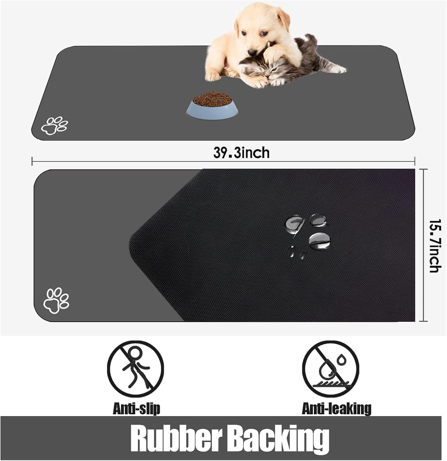 Large Pet Feeding Mat, Absorbent Quick Dry Dog Mat for Food and Water Bowl, Non Skid Cat Bowl Mat, No Stains Quick Dry for Pet Water Dispenser Pet Supplies for Messy Drinkers
