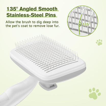 Pecute Self-Cleaning Slicker Brush for Dogs, Cats, Lightweight Dog Brush for Shedding Massaging Grooming, Cat Brush Gently Removes Loose Fur Undercoat for Dogs Cats Rabbits of All Hair Types