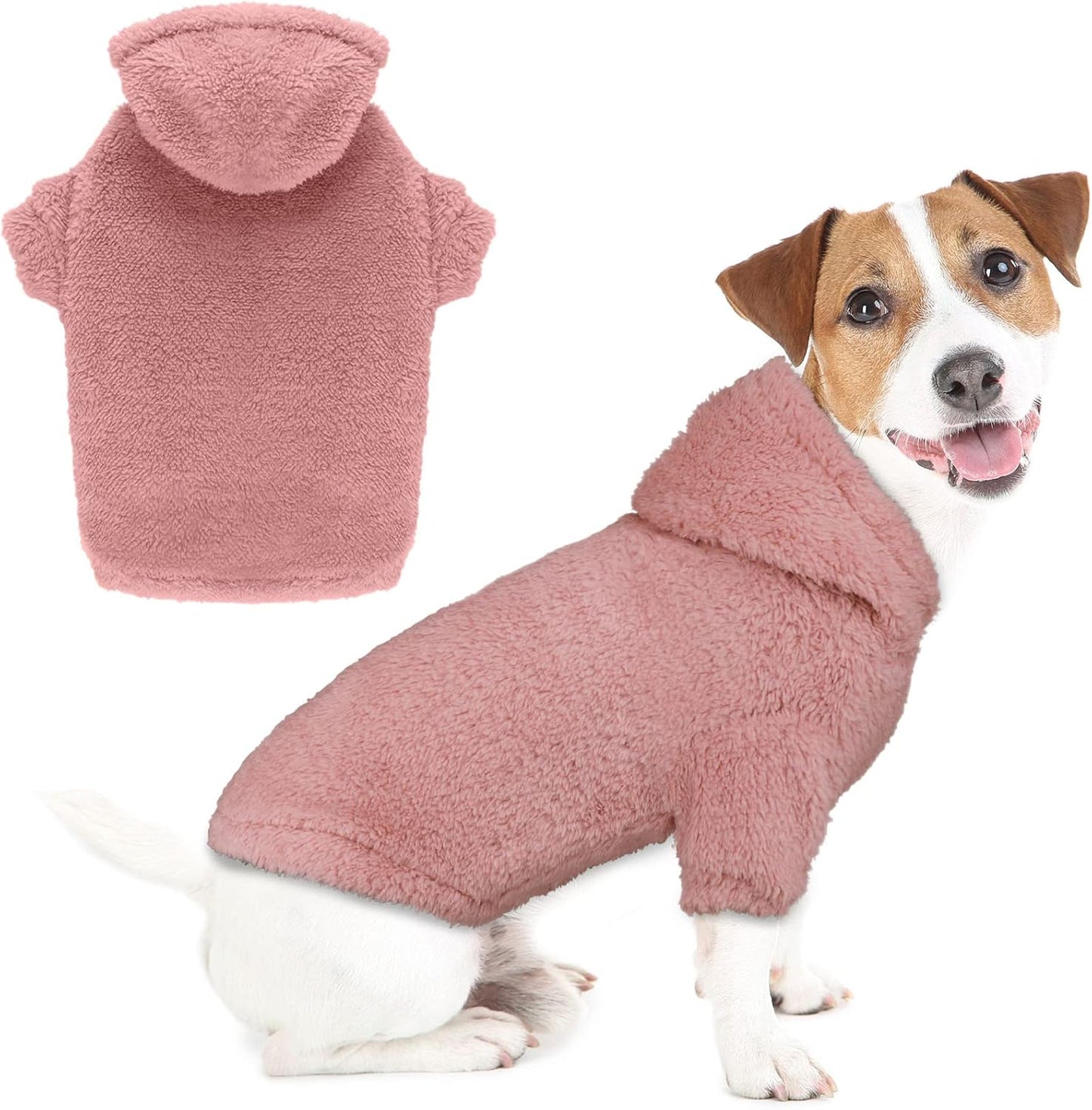 Fuzzy Dog Sweaters for Medium Dogs Dog Hoodie Sweater Clothes Warm Soft Cozy Pet Coats Hooded Sweatshirt Medium Pet Hoodie(Pink-M)