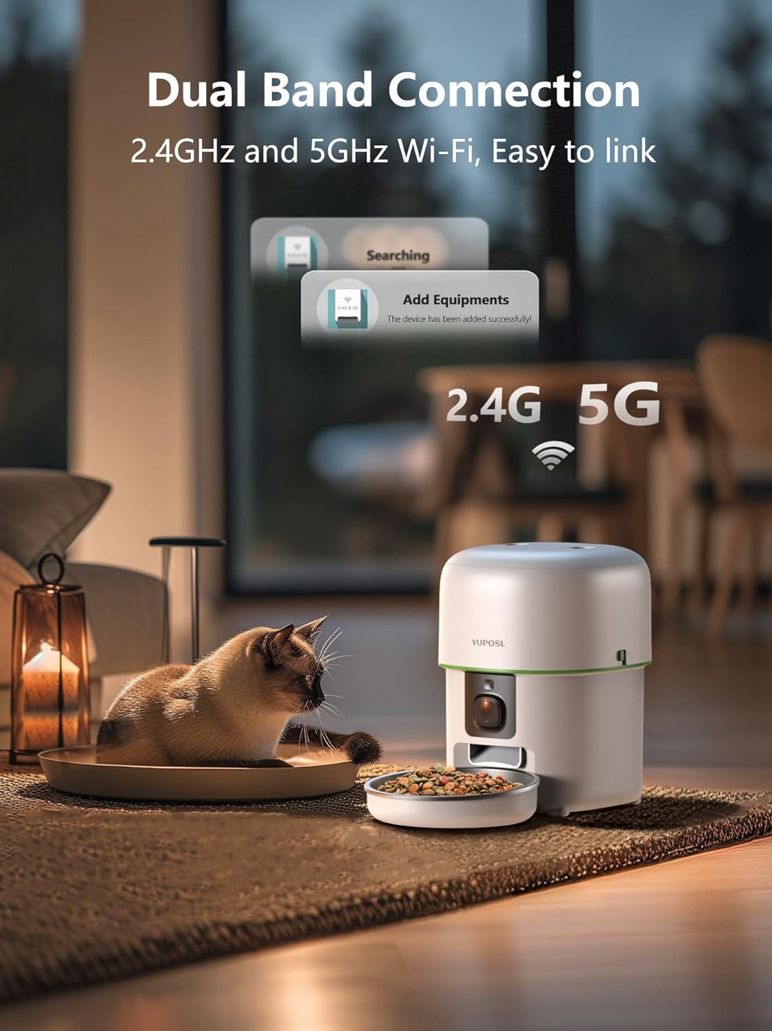 Automatic Cat Feeder with Camera - 5G WiFi Auto Cat Food Dispenser, 1080P HD Video with Night Vision, 1-15 Meals, 1-99 Portions, 2-Way Audio, Keeps Food Fresh, Timed Pet Feeder Also for Dogs