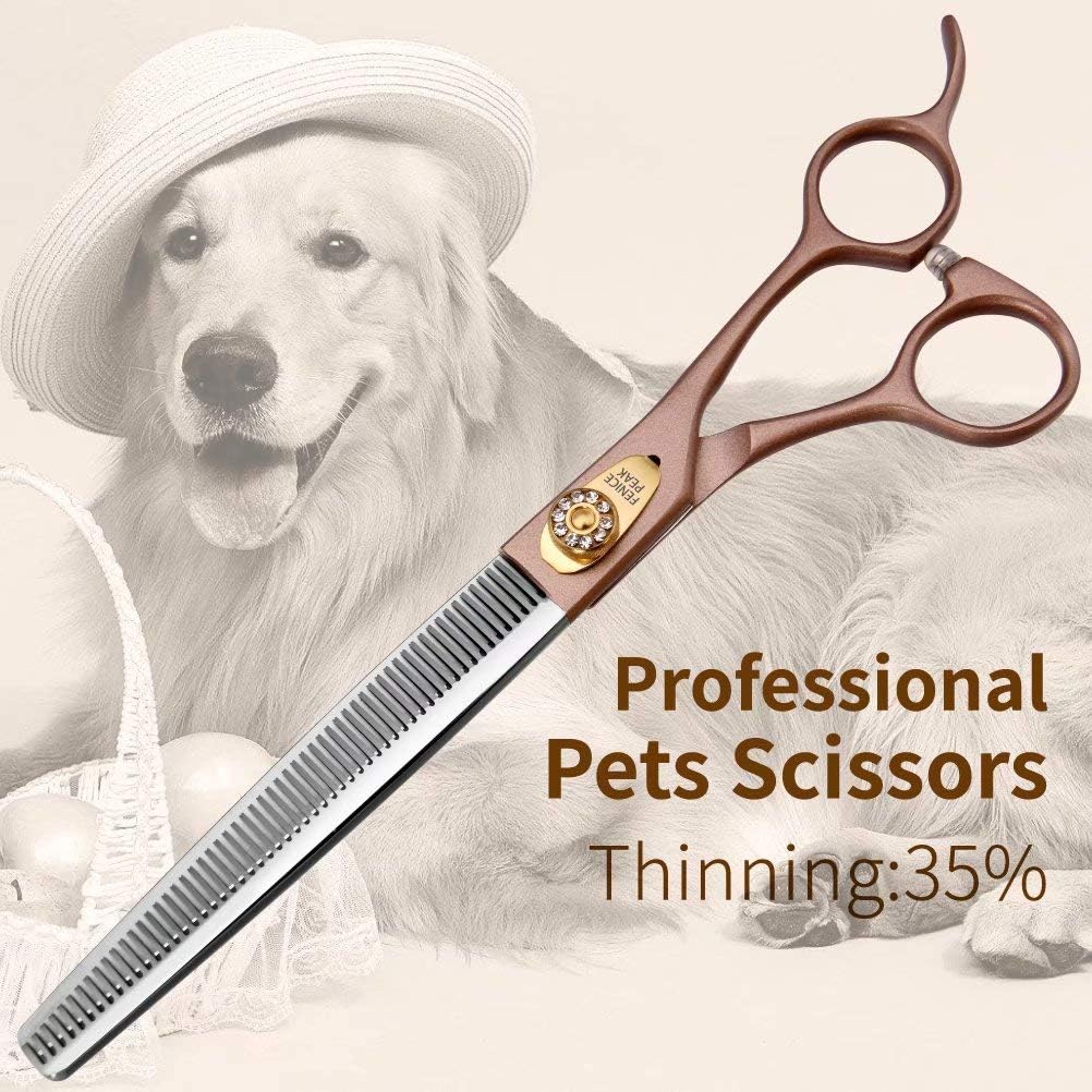 Fenice Peak Professional Thinning Scissors for Dog Cat 7/7.5'' Pet Grooming Scissors 440C Stainless Steel Thinning Shears for Dogs 50/56 Teeth