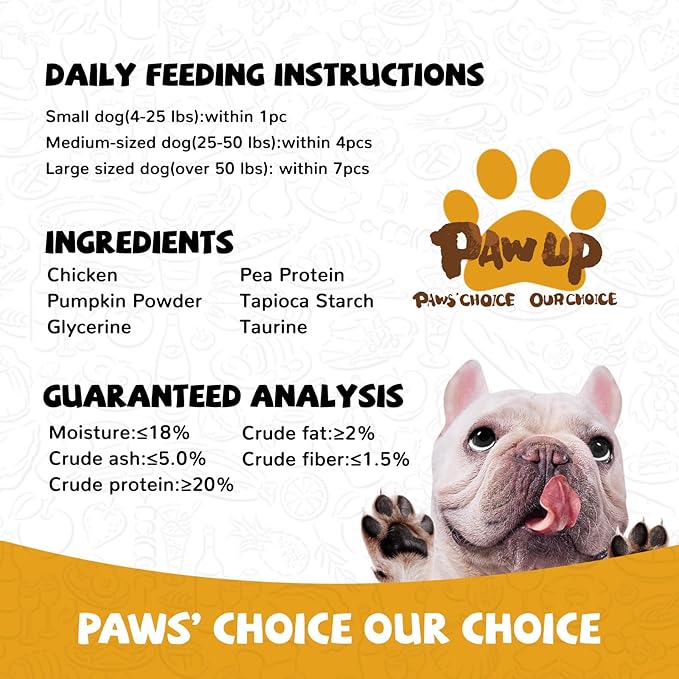 PAWUP Dog Treats Chicken Wrapped Biscuits Pumpkin Sticks, Rawhide Free Soft Chewy w/Taurine, Dog Training Treats,12.5 oz