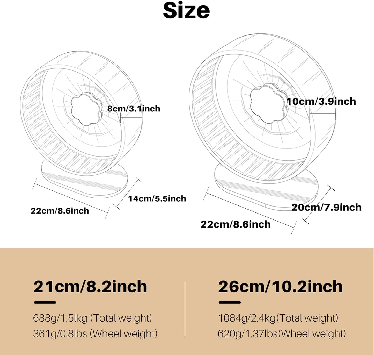 Bucatstate Super Silent Hamster Wheel Hamster Accessories Hamster Running Toys Small Animals Exercise Wheels Transparent 10.2 Inches