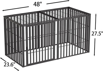 Steel Tube Heavy Large Dog Crate, 48" L x 28" H Dog Crates for Medium Large Dogs, Big Dog Cage, Dog Kennel, Puppy Dog Playpen with Top, Pet Cage, Indoor, New Model