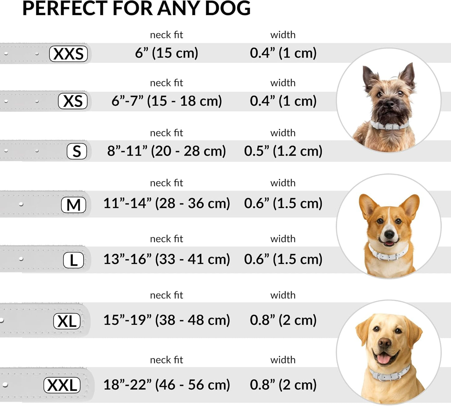 CollarDirect Rolled Leather Dog Collar, Soft Padded Round Puppy Collar, Handmade Genuine Leather Collar Dog Small Large Cat Collars 13 Colors (6-7 Inch, White Textured)