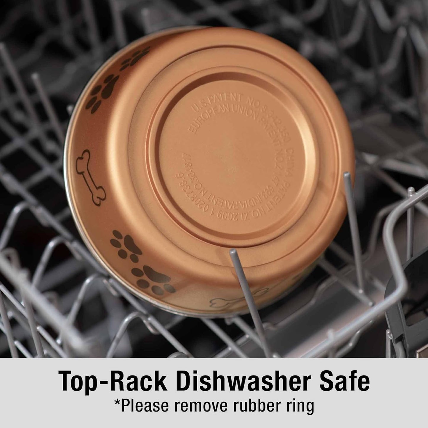 Loving Pets Bella Dog Bowls- Stainless Steel Dog & Cat Bowls - Spill Proof Dog Food Bowl, Cat Bowl, Puppy Essentials & Pet Supplies Great for Home & Travel (Large 35-65 lbs, Champagne)