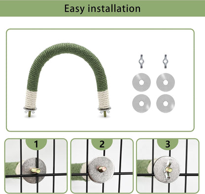 Bird Stand Perch U Shape Hemp Rope Green Wood Parrot Perches for Small Birds,Parakeets Macaw Cockatiels Conures Love Birds Finches,Bird Training Educational Stand Toys (Small,1 Pack)