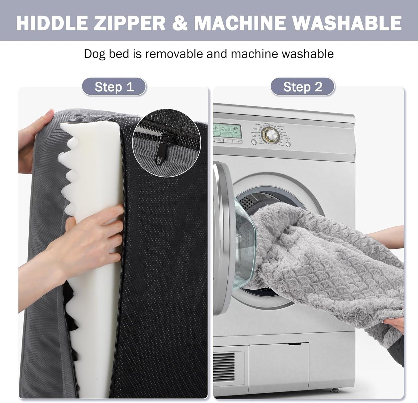 INVENHO Orthopedic Medium Dog Beds for Medium Dogs, Waterproof Egg-Crate Foam Dog Couch Bed with Washable Removable Cover, Waterproof Lining and Nonskid Bottom