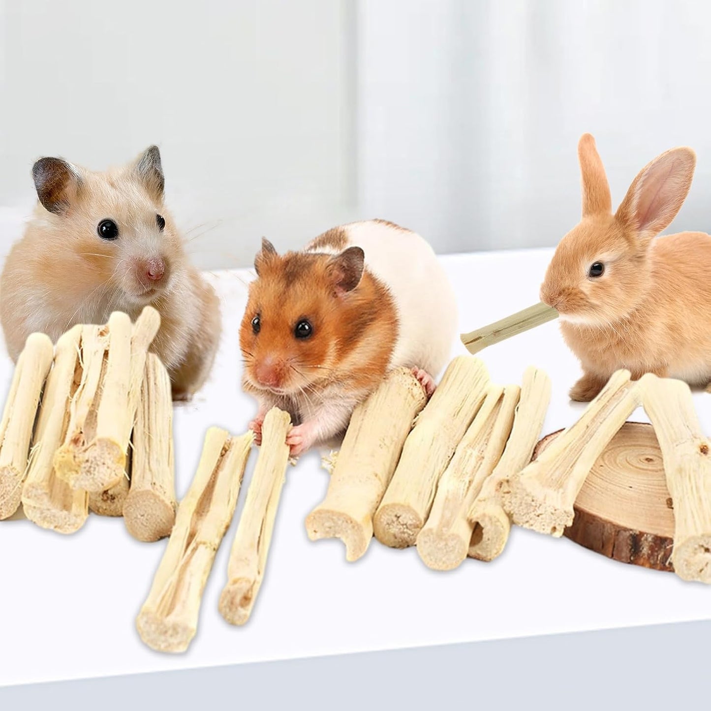 1000g/2.2lb Sweet Bamboo Sticks for Rabbits, Guinea Pig Chew Toys Bunny Toys for Rabbits Indoor, Teething Toy for Small Animals Rabbits, Hamsters, Chinchillas, Guinea Pigs