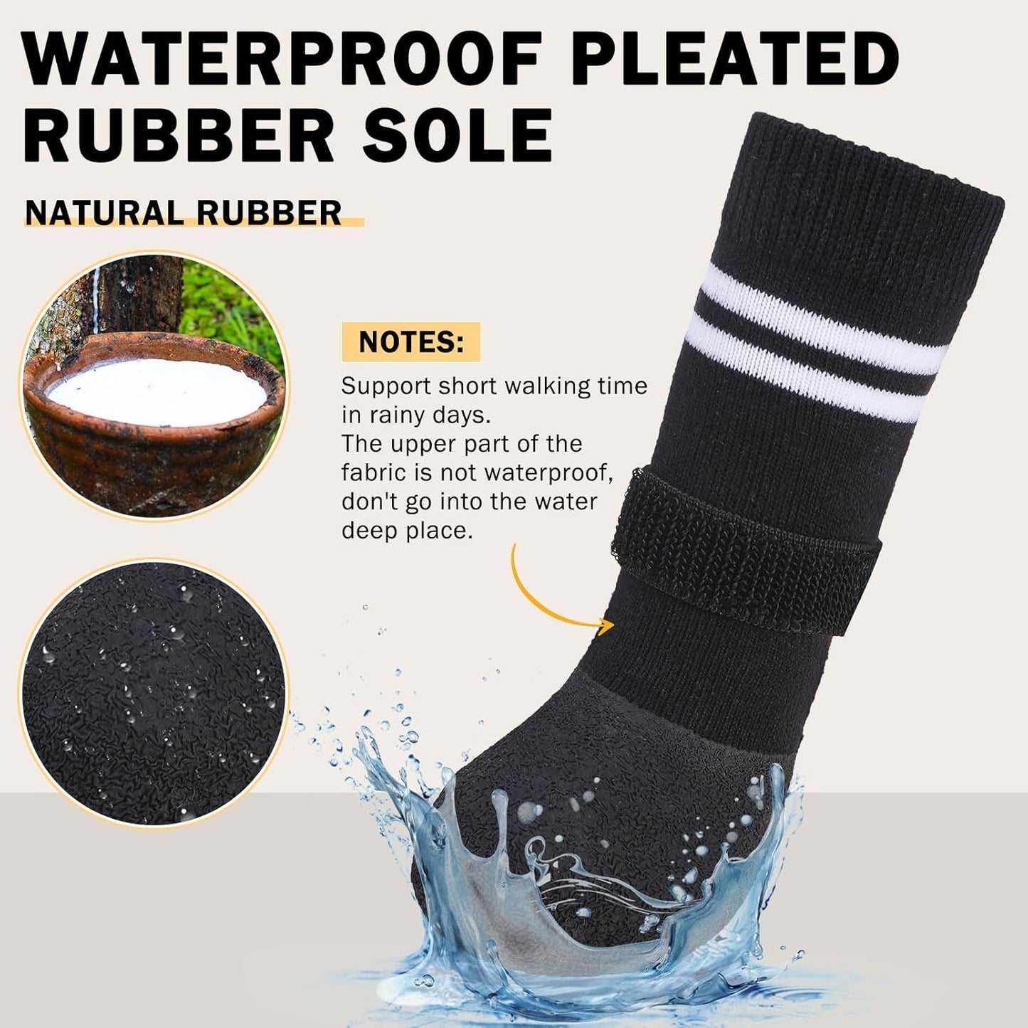 SCENEREAL Anti Slip Dog Boots & Paw Protectors for Hardwood Floor, Extended Dog Socks to Prevent Licking Paws, Waterproof Pet Snow Rain Shoe for Winter Small Puppy Senior Dogs, Black S