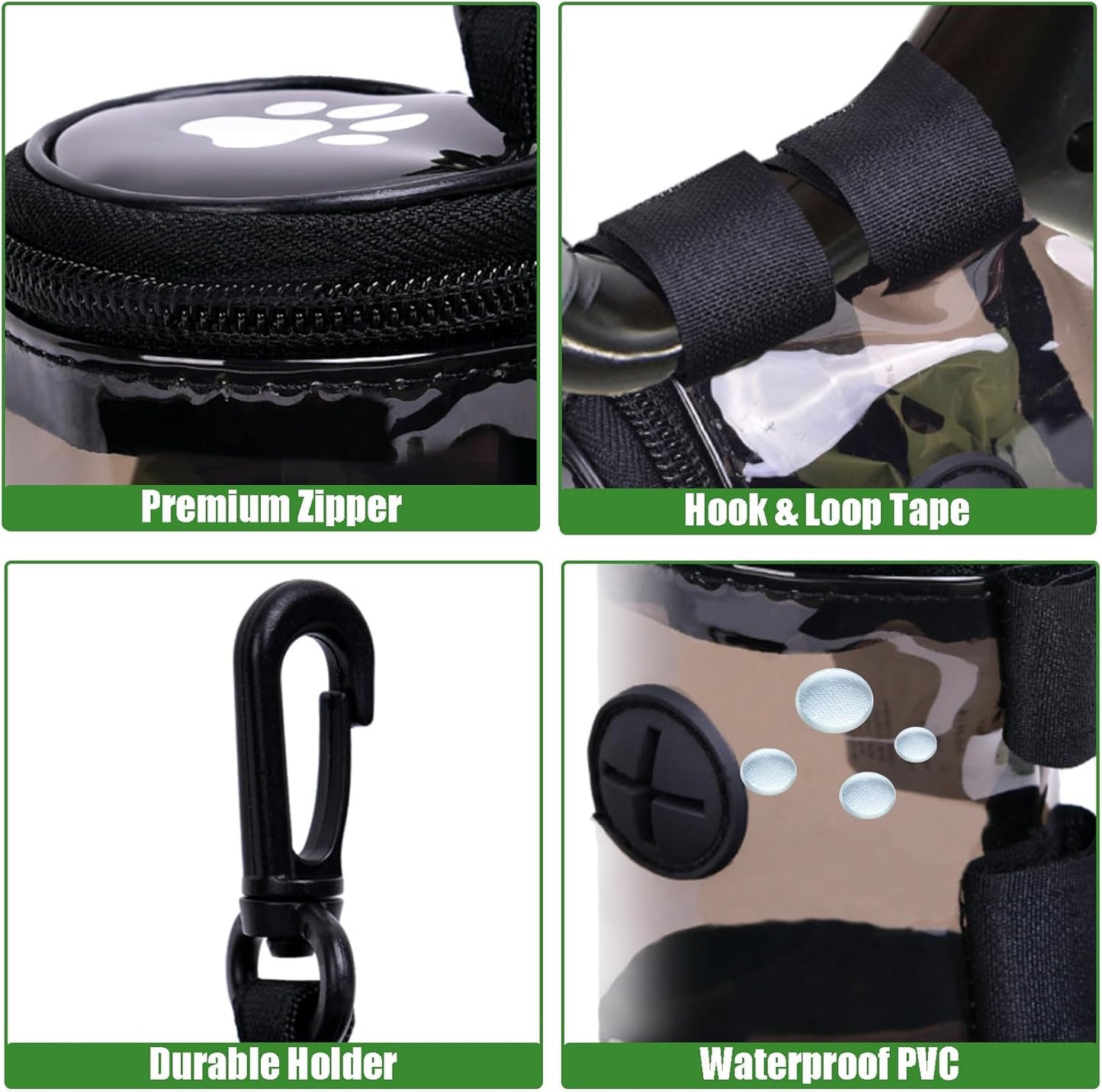 Dog Waste Bag Dispenser Poop Bag Dispenser for Leash Accessory dog Poop Bag Holders Fits Dog Leash Include Hand Free Holder, Clear, No-PUXYB