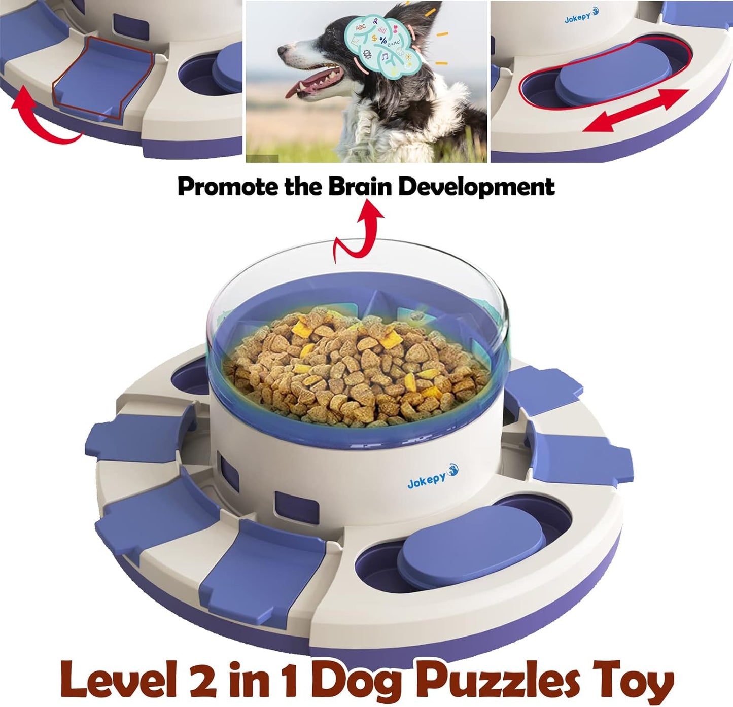 Dog Puzzle Toys for Boredom and Mental Stimulation, Interactive Slow Food Feeder Dispenser, Professional Level 2 in 1 for Large/Medium/Small Dogs