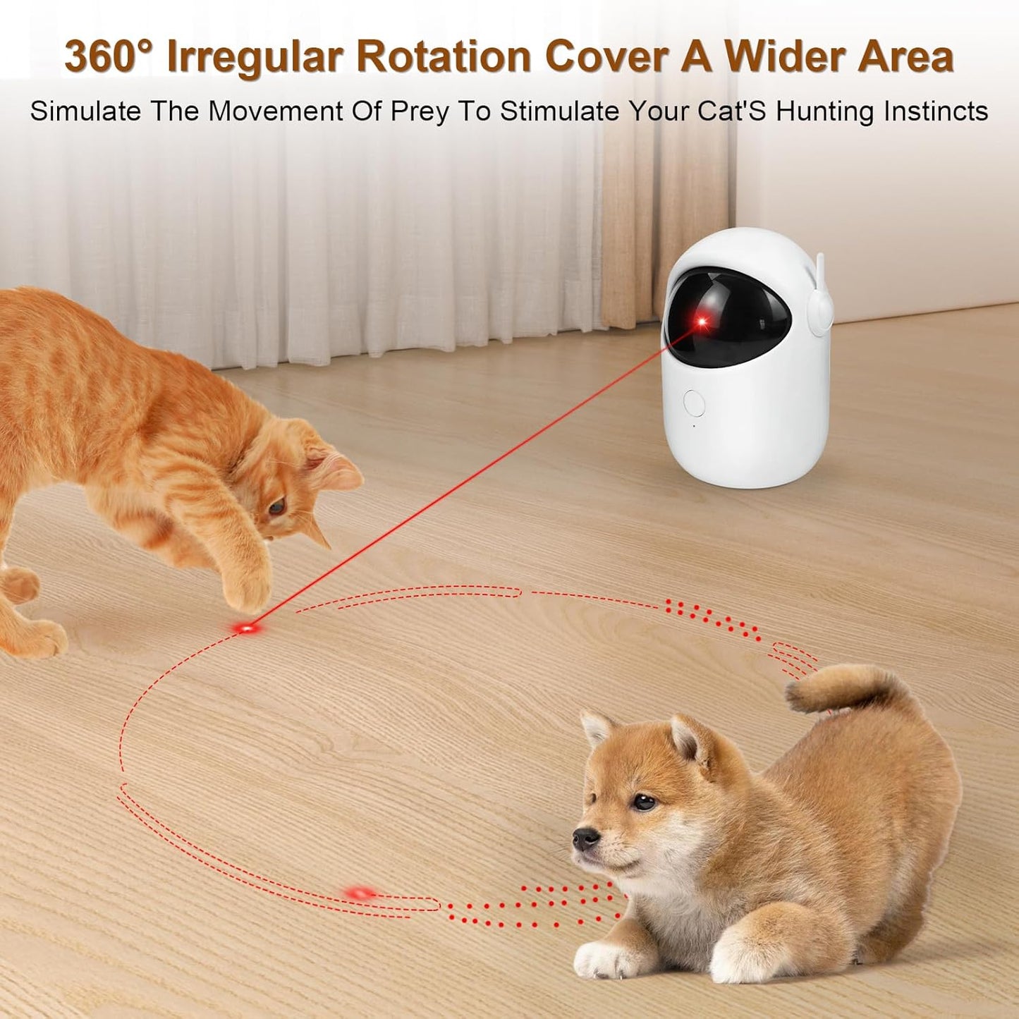 Laser Cat Toys for Indoor Cats Interactive Cat Toy 3 Speed Modes with Timer Rechargeable Rechargeable 3 Adjustable Circling ranges for Cats/Kitten/Dogs