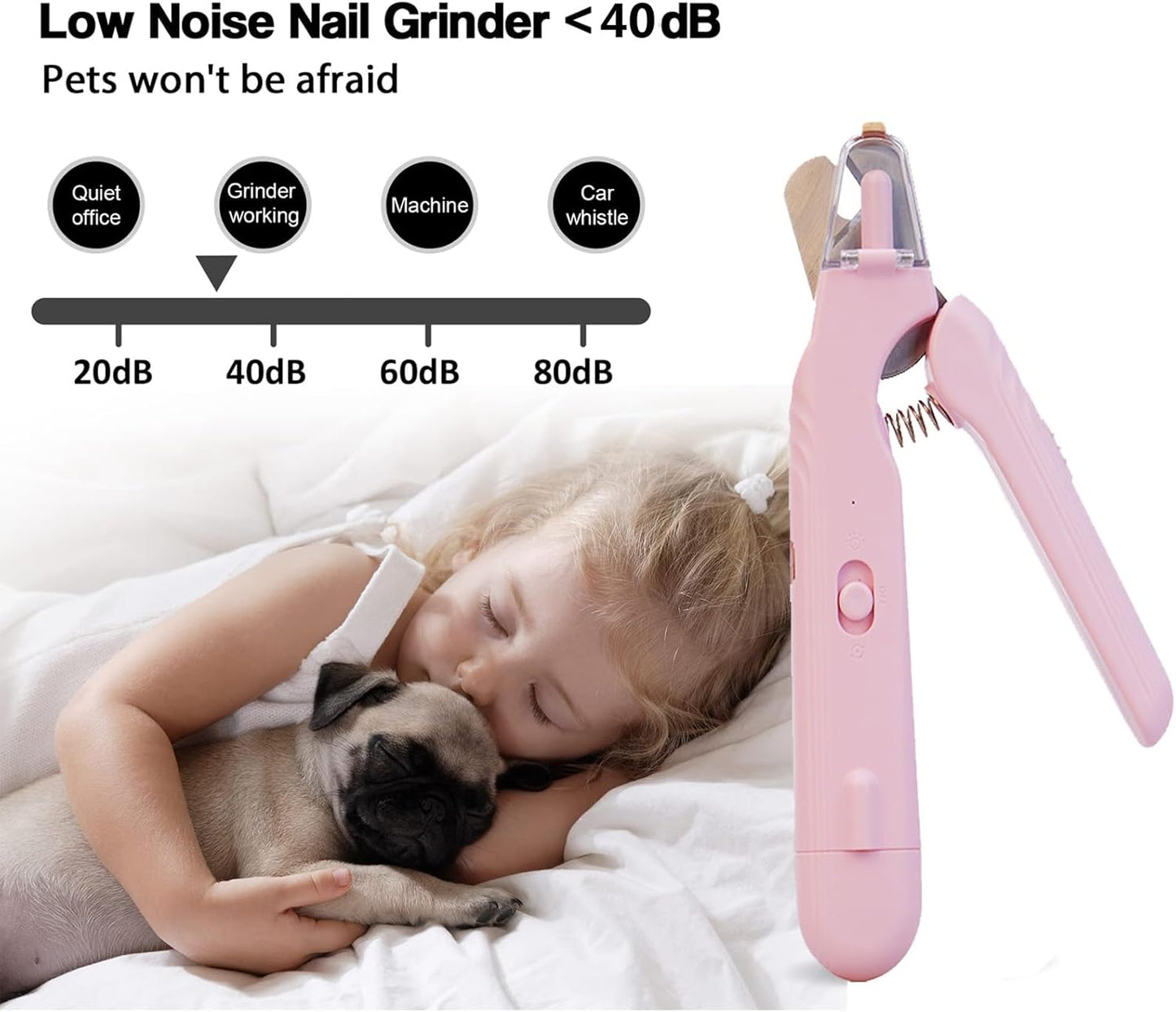 2 In 1 Pet Nail Clipper and Grinder, Professional Electric Rechargeable Pet Nail Fast Trimmer, Painless, Claw Care Grooming, Smoothing, Silent - Shockproof, For Small, Large Dogs &amp; Cats, upgraded