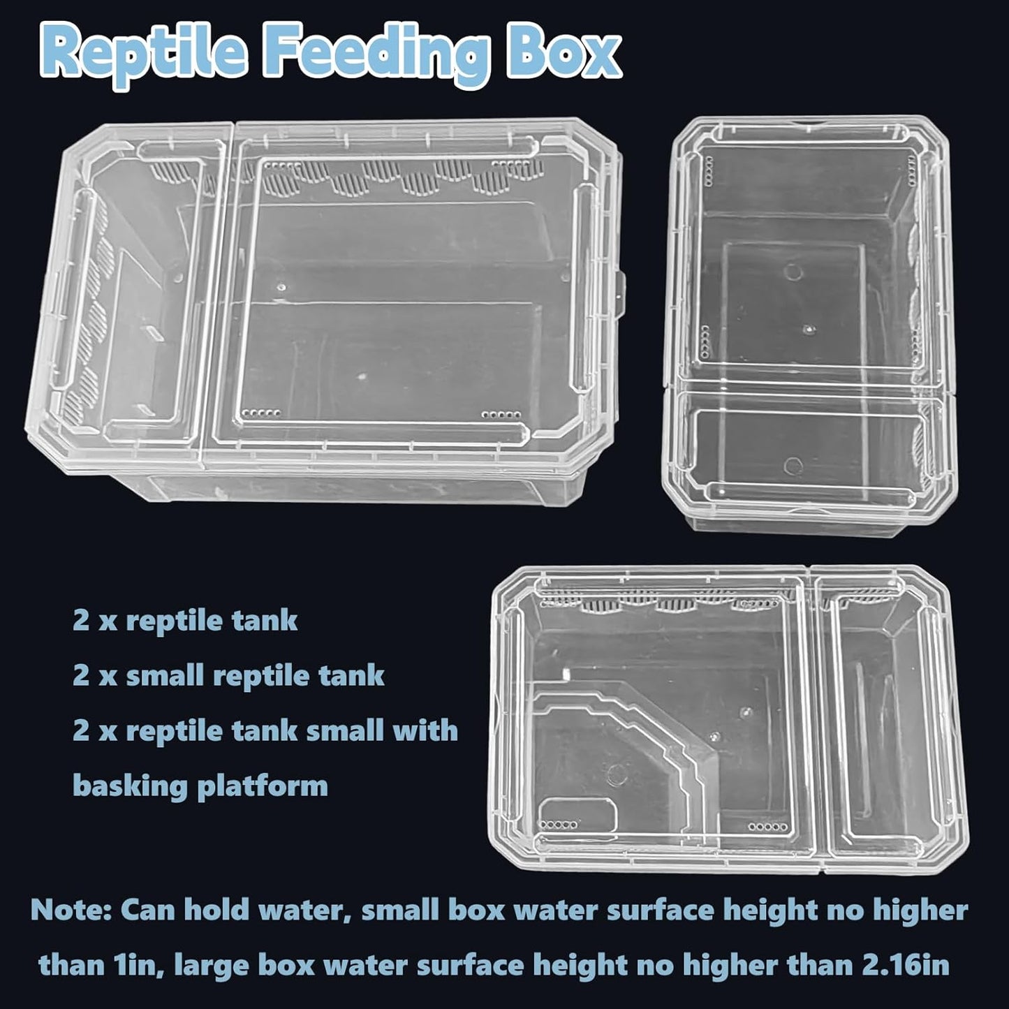 PINVNBY Reptile Feeding Box 6 PCS Snake Breeding Box Lizard Cricket Cage Habitat Hatching Container Transparent Portable Critter Keeper for Spider Scorpion Gecko Tortoise Treefrog (2 Large 4 Small)
