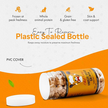 Freeze-Dried Salmon Treats for Cats & Dogs – 100% Wild Caught, Single Ingredient, High-Protein, Healthy Snack – No Additives or Preservatives – 1.4oz - Inspected & Tested in USA