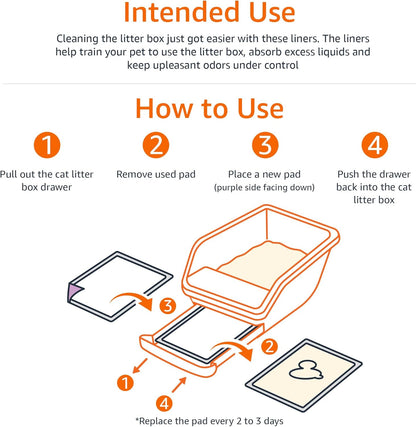 Amazon Basics Cat Pee Pads, 80 Count, Universal Fit for Litter Box, Odor Control with Lemon Scent, White/Purple