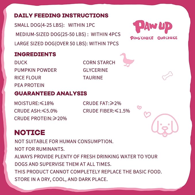 PAWUP Dog Treats Pumpkin Biscuits Sticks w/Duck Low Fat Dog Snacks, Healthy Biscuits with Taurine for Small Dogs, 12.5 oz (28-32 Count