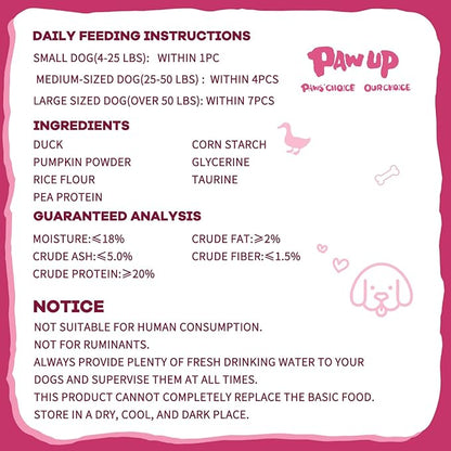 PAWUP Dog Treats Pumpkin Biscuits Sticks w/Duck Low Fat Dog Snacks, Healthy Biscuits with Taurine for Small Dogs, 12.5 oz (28-32 Count