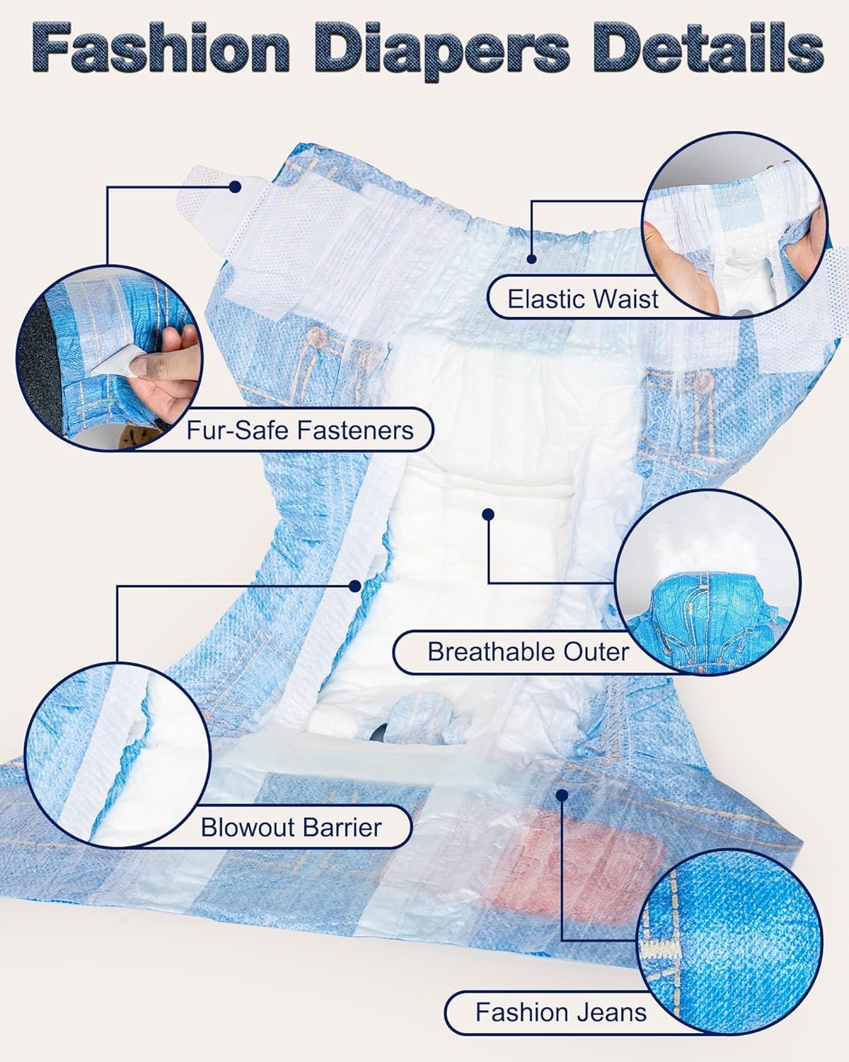 Pet Soft Dog Diapers Female, Disposable Dog Diapers, Cat Diaper for Female Cats, Puppy Diaper 8pcs Medium