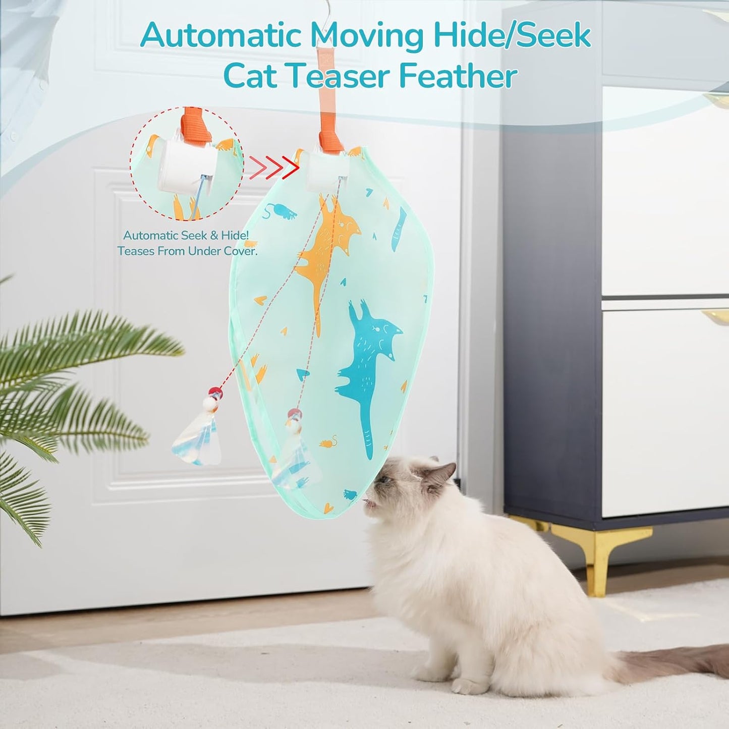 Interactive Cat Toys for Indoor Cats,Rechargeable Automatic Concealed Cat Feather Teaser,Motion Activated Enrichment Toys for Indoor Bored Adult Cats(Color)
