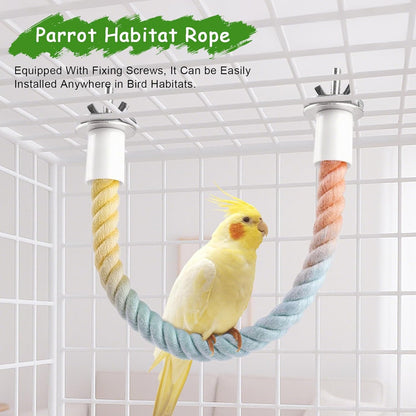 3 Pcs Bird Rope Perches Gradient Color, Bendable Parrot Bird Perch Rope Stand for Cage, Stand Climbing Stand Toy for Cockatiels, Lovebirds, Budgies, Parakeets (2 Short + 1 Long)