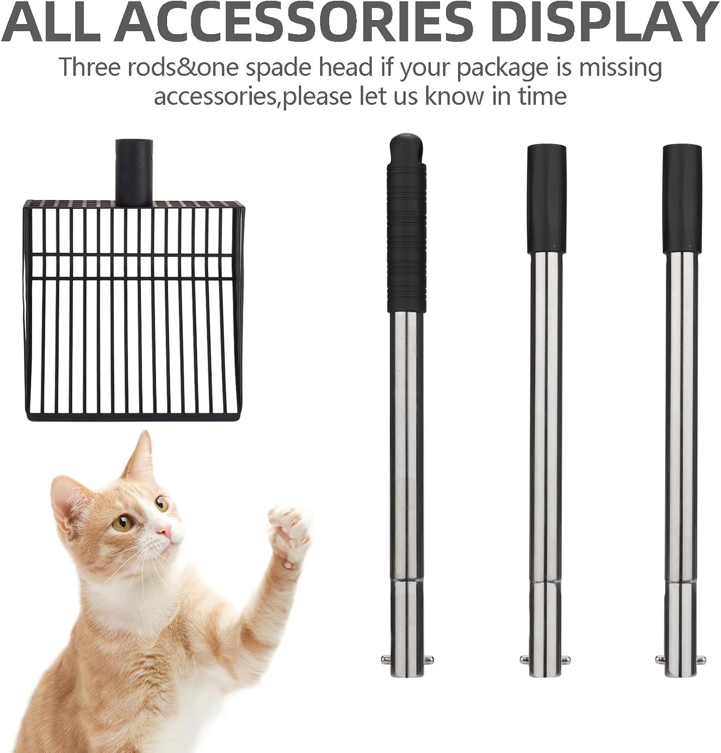 PUPTECK Fast Sifting Cat Litter Scoop - Long Handle Chicken Poop Scooper with Deep Shovel, Heavy Duty & Non-Stick Kitty Metal Litter Sifter, Chicken Coop Accessories