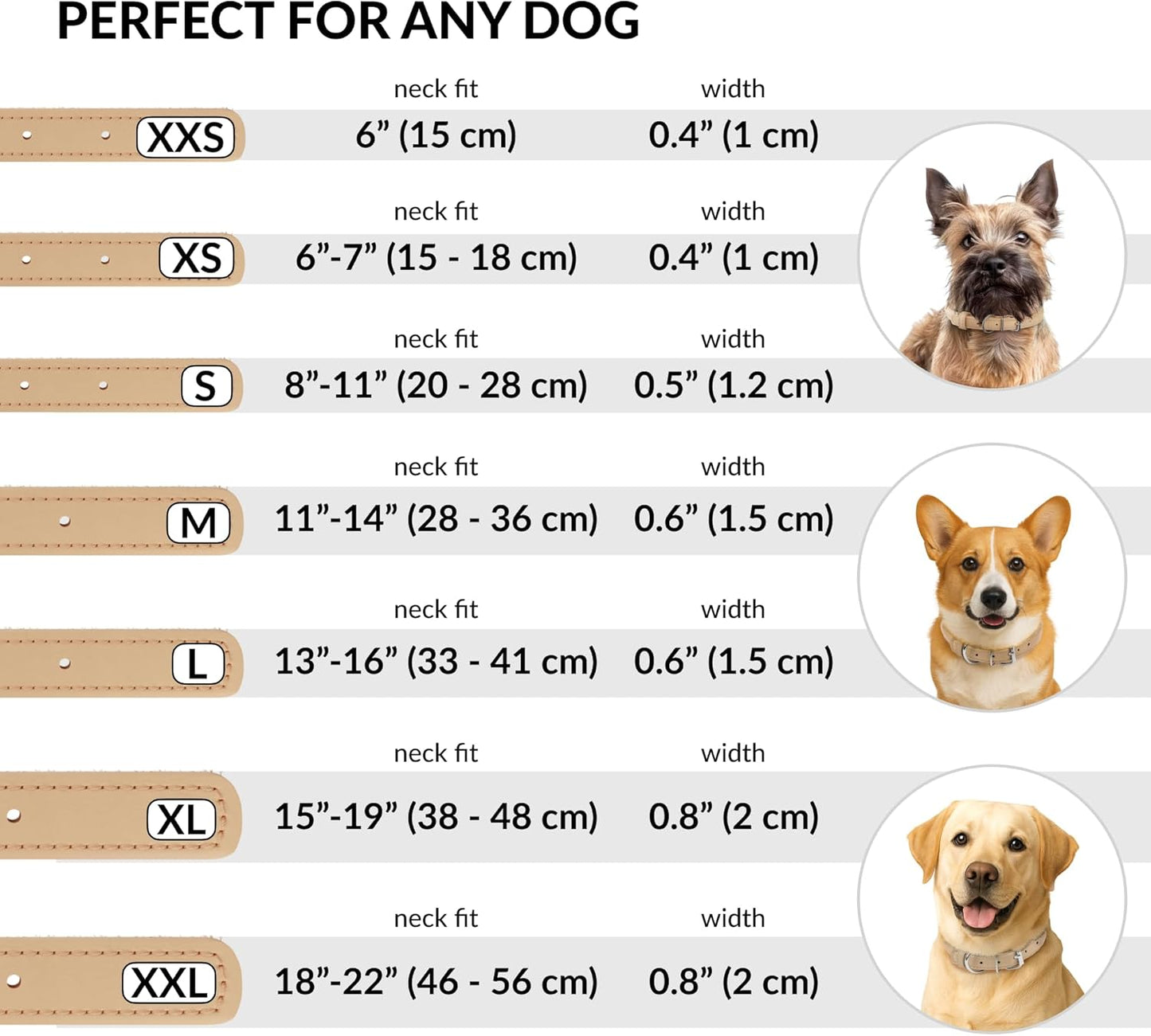 CollarDirect Rolled Leather Dog Collar, Soft Padded Round Puppy Collar, Handmade Genuine Leather Collar Dog Small Large Cat Collars 13 Colors (11-14 Inch, Beige Textured)