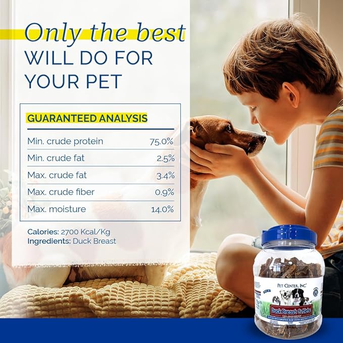 PCI Pet Center, Inc. Duck Breast Cutlets for Dogs - 100% Natural Dog Treats - Premium Quality, Single Ingredient Raw Dehydrated Chews - USA Made - No Additives - Delicious, Healthy Snack - 1lb