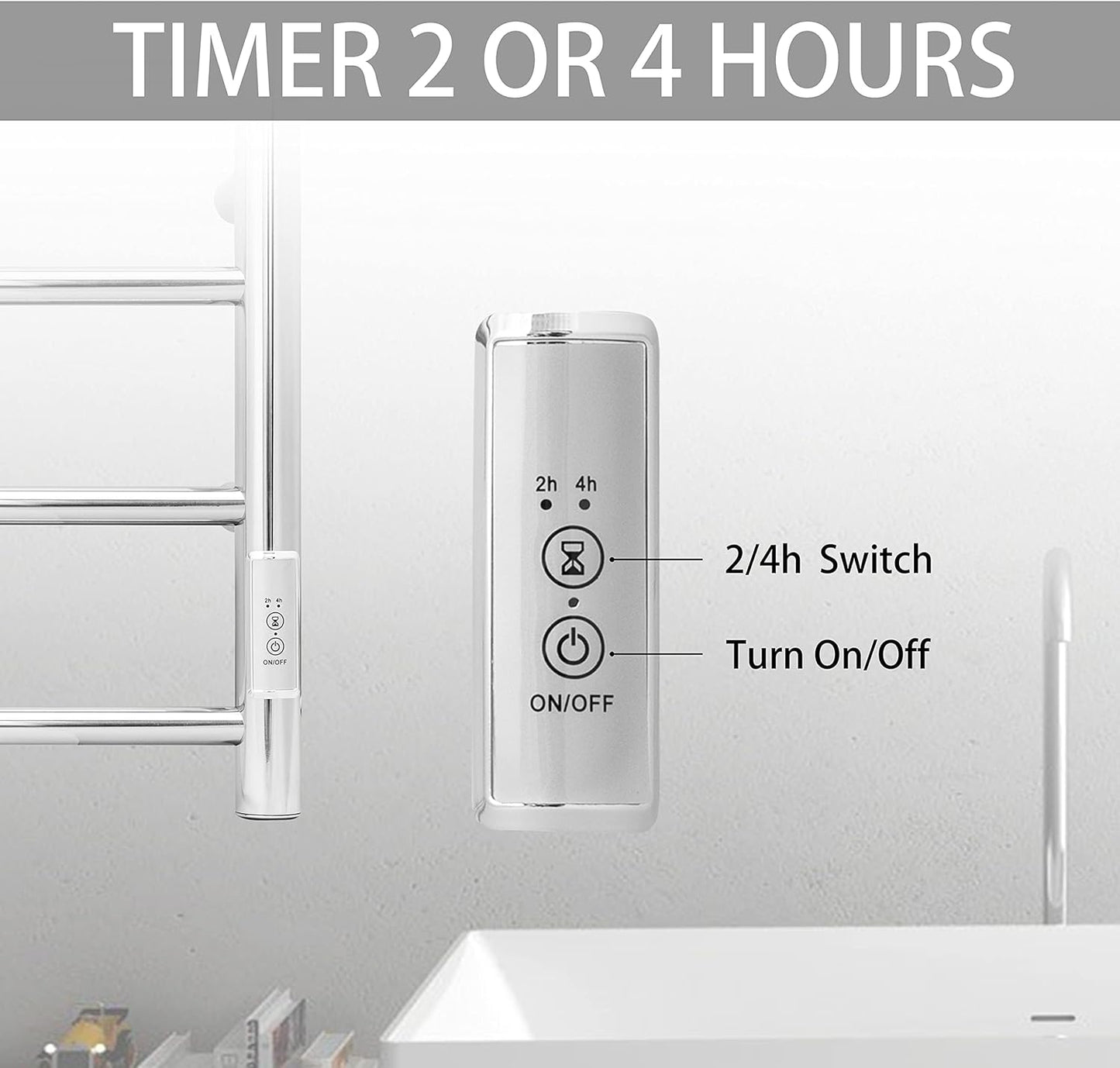 KEG Towel Warmer Wall Mounted with Built-in Timer 8 Bars Electric Stainless Steel Heated Towel Racks for Bathroom, Hot TW-8-PC Towel Warmer 8 bars polish chrome